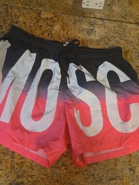 Moschino Pink White Black Ombre Swim Shorts For Mens In Large Size